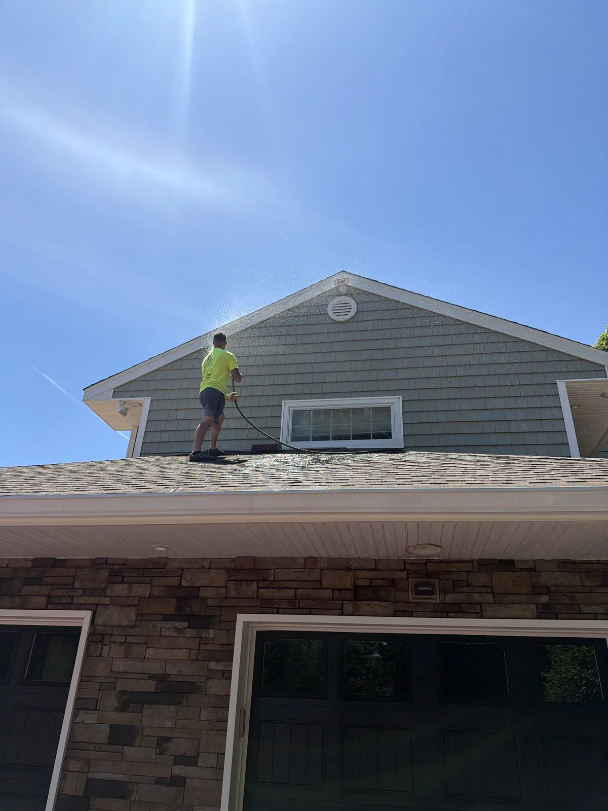 Pressure-washed driveway in Nassau County