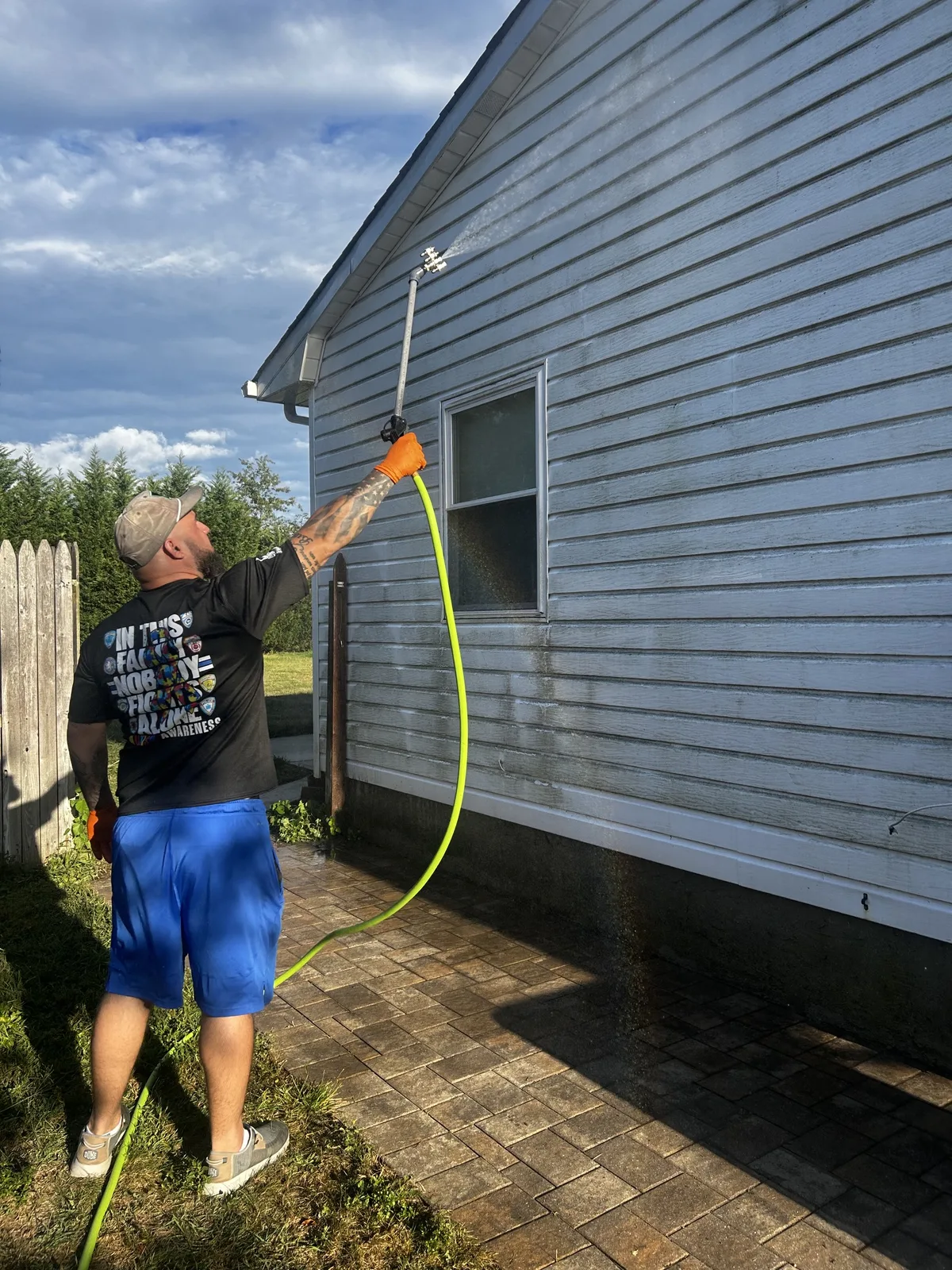 Driveway cleaning with high-pressure surface cleaner